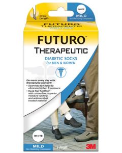 Futuro Diabetic Socks, For Men & Women,S,White